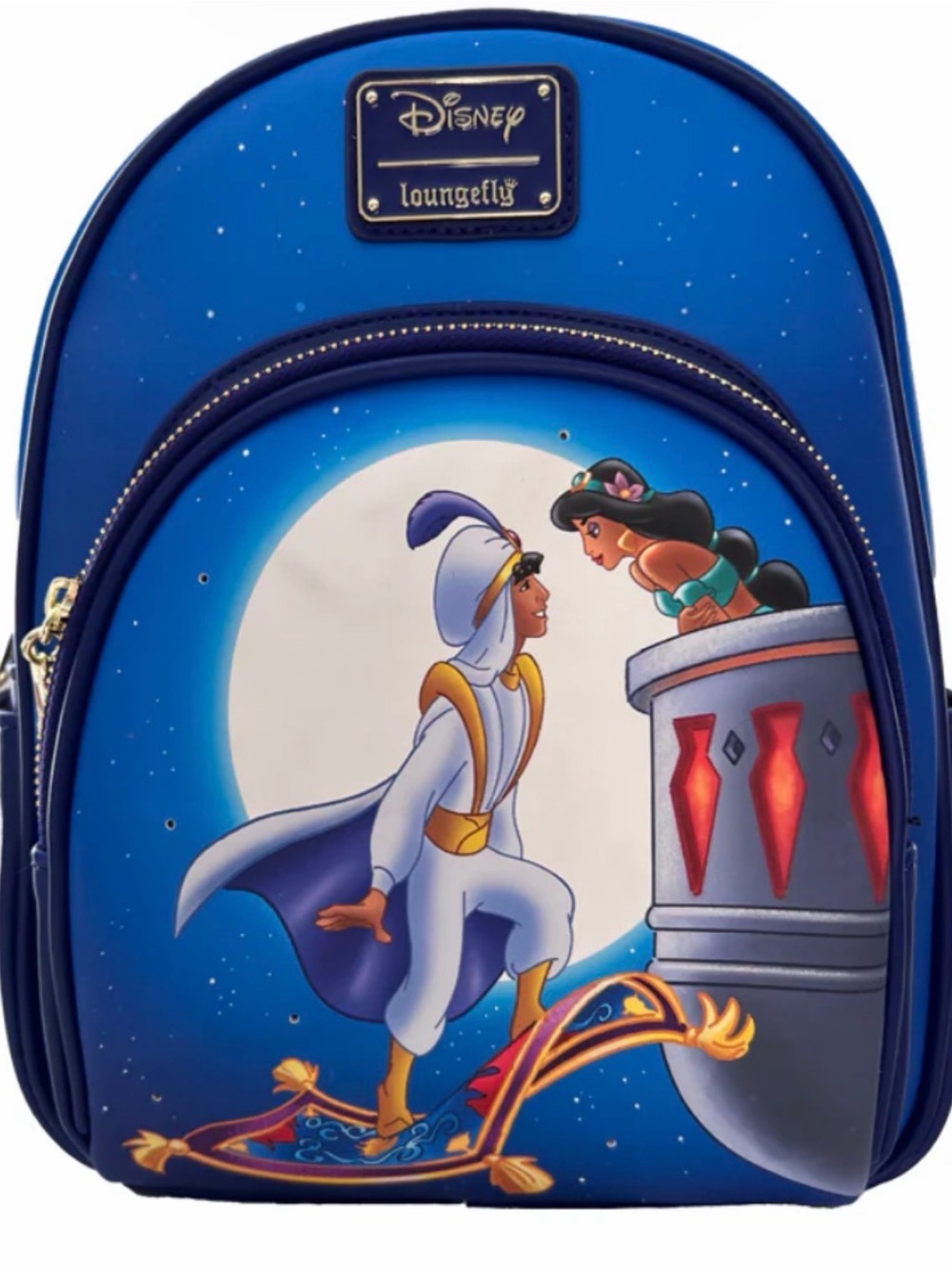 RARE, HTF Disney Loungefly Aladdin & Jasmine Light Up Mini Backpack